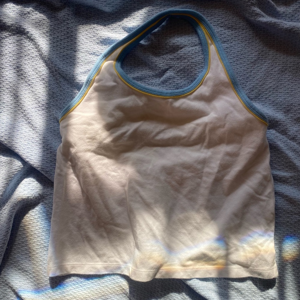 Vintage Lands’ End halter top white retro cropped shelf bra athletic medium
